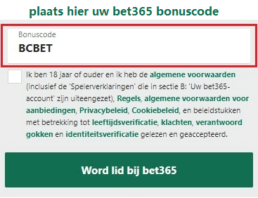 gebruik de bet365 bonus code "BCBET"